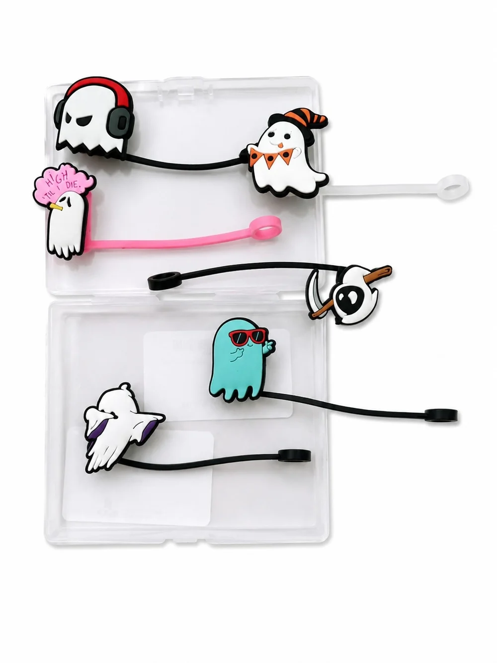 6-Pack Halloween Ghost Straw Toppers for Stanley Cup 40oz, Fits 10mm Straws New